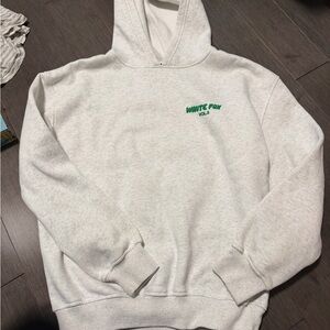 White Fox Boutique Cream Hoodie with Green Logo XXS/XS EUC